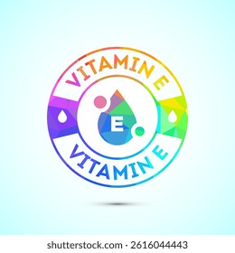 Vitamin E icon design illustration. Vitamin E sign symbol in low poly style