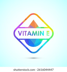 Vitamin E icon design illustration. Vitamin E sign symbol in low poly style