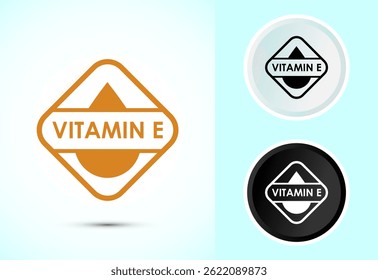 Vitamin E icon design illustration. Vitamin E sign symbol in color, black and white