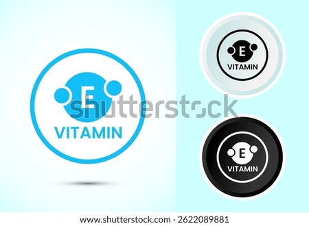 Vitamin E icon design illustration. Vitamin E sign symbol in color, black and white