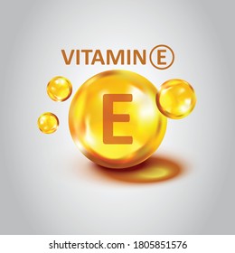 Vitamin E icon in flat style. Pill capsule vector illustration on white isolated background. Skincare business concept.