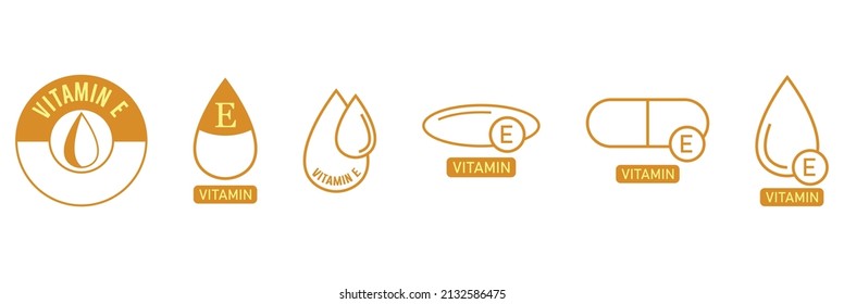 vitamin e icon, logo, drop, capsule, supplement vector illustration 