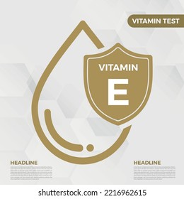 Vitamin E icon Logo Golden Drop Shield Protection, Medical background heath Vector illustration
