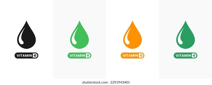 Vitamin E icon vector or vitamin E label vector isolated in flat style. Simple Vitamin E label vector for product packaging design. Best Vitamin E icon vector supplement packaging.