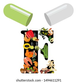 Vitamin E illustration on the white background. Vector illustration