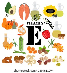 Vitamin E illustration on the white background. Vector illustration