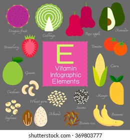 Vitamin E infographic flat design element. Vector illustration.