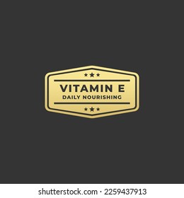 Vitamin E Label Vector or Vitamin E Seal Logo Vector Isolated On White Background. Excellent Source of Vitamin E. The best Vitamin E badge for products rich in vitamins.