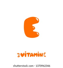 Vitamin E letter hand drawn. Medical symbol, icon.