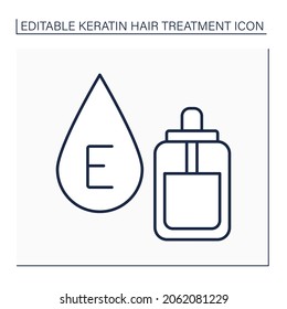 Vitamin E Line Icon. Serum For Hair Care. Moisturizing And Strengthening. Beauty Procedure Concept. Isolated Vector Illustration. Editable Stroke