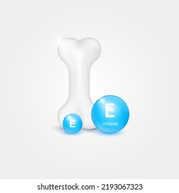 Vitamin E minerals Calcium help strengthen bone. Healthy knee bone human bone anatomy. Skeleton x ray scan concept therapy. Medical or healthcare. Isolated on white background. Realistic 3d Vector.