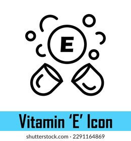 Vitamin E in the pill form. E vitamin capsules or tablets. Vitamins for health. Medicine and health concept. Food supplements. Vector