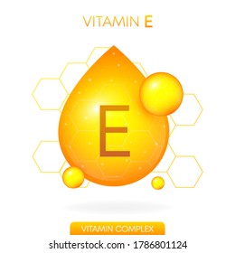 Vitamin E-Realitätssymbol. Kapsel in Form eines Tropfens einzeln auf weißem Hintergrund. Vektorgrafik.