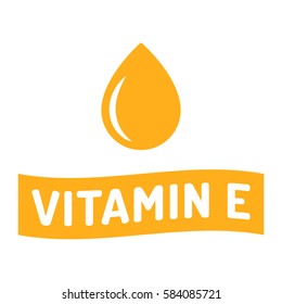 Vitamin E. Ribbon icon logo vector design illustration on white background. Can be used for eco, organic, bio theme.