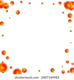 Vitamin E round capsules scattered randomly.  Beauty treatment and nutrition skin care.   Wellness concept. Medical and scientific background. 