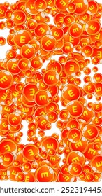 Cápsulas redondas de vitamina E dispersas al azar.  Tratamiento de belleza y nutrición cuidado de la piel.   Concepto de vida saludable. Ilustración vectorial de vitaminas esenciales. 