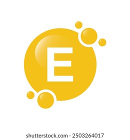 Vitamin E shining pill, capsule - vector, icon. 