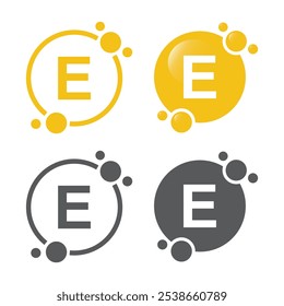 Vitamin E leuchtende Pille, Kapsel - Vektor, Symbol.