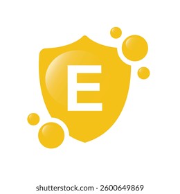 Vitamin E shining pill, capsule - vector, icon. 
