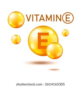 Vitamin E shining pill, capsule - vector, icon. 