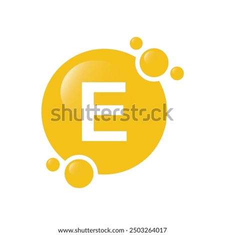 Vitamin E shining pill, capsule - vector, icon. 