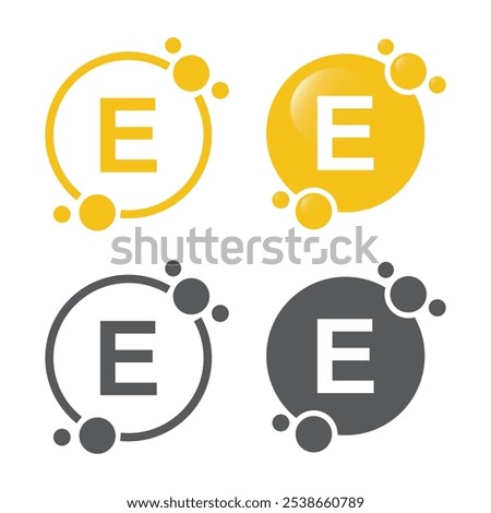 Vitamin E shining pill, capsule - vector, icon.
