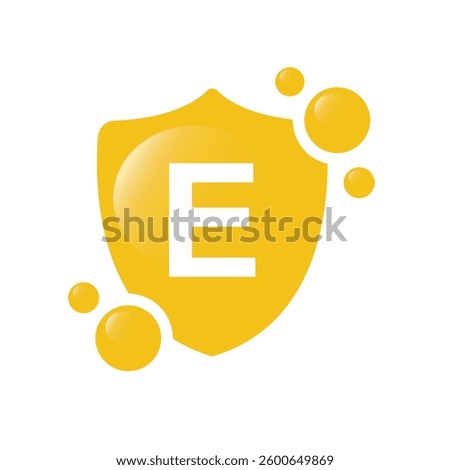 Vitamin E shining pill, capsule - vector, icon. 
