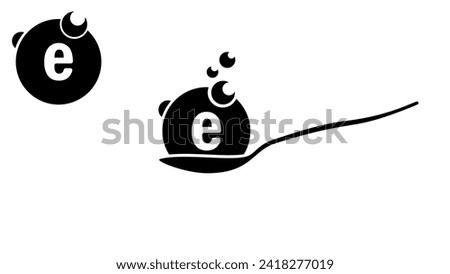 Vitamin E symbol, black isolated silhouette