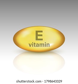 Vitamina E. Icono de la cápsula de la pastilla de vitamina Tocopherol vitamina gota
