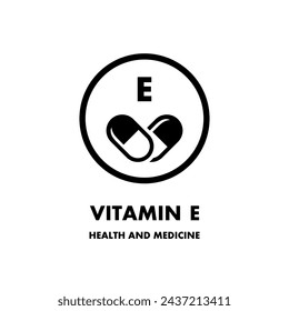 Vitamin E vector icon. Vector icon for health. Icon vitamin pill.