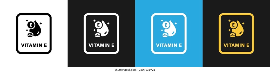 Vitamin E - vector icon for vitamins container packaging labeling.