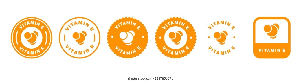 Vitamin E - vector stickers isolated on white. Labels for package.