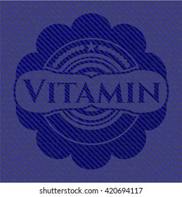 Vitamin emblem with denim high quality background