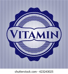 Vitamin emblem with denim high quality background