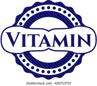 Vitamin emblem with denim texture