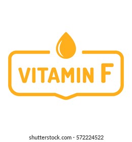 Vitamin F. Badge, icon, logo vector design illustration on white background. Can be used for eco, organic, bio theme.