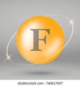 Vitamin F gold icon. drop pill capsule. Vitamin complex design