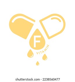 Vitamin F icon in capsule form simple line isolated on a white background. Design for use on web app mobile and print media. Medical symbol concept. Vector EPS10 illustration.