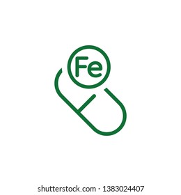 Vitamin Fe green icon. Element of vitamin icon. Thin line icon for website design and development, app development. Premium icon