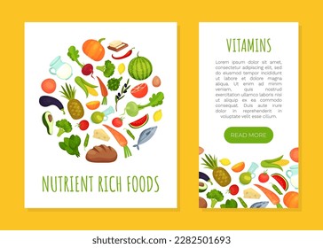 Vitamin Food Banner Design with Healthy Nutrition Vector Template