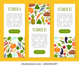 Vitamin Food Banner Design with Healthy Nutrition Vector Template