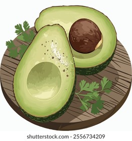 vitamin, food, cartoon, green, avocado, fruit, healthy, print, vegan, health, organic, diet, vegetarian, design, vegetable, cut, poster, tasty, background, nutrition, half, sweet, fresh, illustration,