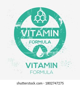 (Vitamin formula) label sign, vector illustration.