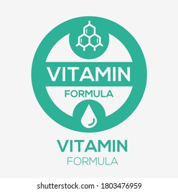 Signo de etiqueta (fórmula vitamínica), ilustración vectorial.