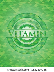 Vitamin green mosaic emblem. Vector Illustration. Detailed.