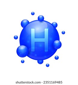 Vitamin H capsules blue nutrients minerals that are essential the body. Vitamins complex for skin care cosmetics dietary supplement design. Medical concepts. Icon 3D on white background. Vector.