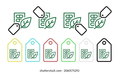 Vitamin, herbs green vector icon in tag set illustration for ui and ux, website or mobile application