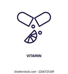 vitamin icon from activity and hobbies collection. Thin linear vitamin, health, healthy outline icon isolated on white background. Line vector vitamin sign, symbol for web and mobile