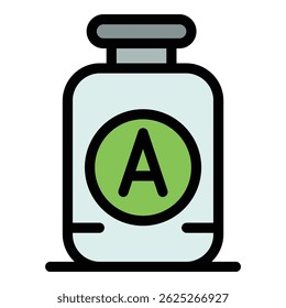 Vitamin a icon. Outline vitamin a vector icon for web design isolated on white background color flat
