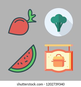 vitamin icon set. vector set about food, broccoli, watermelon and radish icons set.